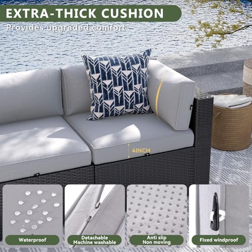 Aoxun 7 Piece Patio Furniture Set, Wicker Rattan Patio Sectional Sofa, Outdoor - Image 5