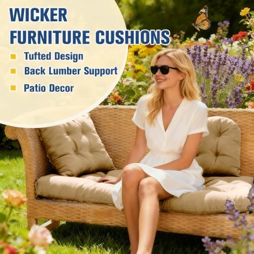 Wicker Furniture Cushions Outdoor, Patio Seat Chair Pads, Waterproof - Image 3