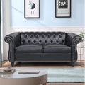 LEVNARY Leather Sofa, Chesterfield Tufted Upholstered 2 Seater Couch, Modern by LEVNARY