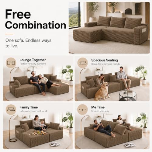 96 inch Boneless Couch, Modular L-Shaped Cloud Sectional Sofa - Image 5
