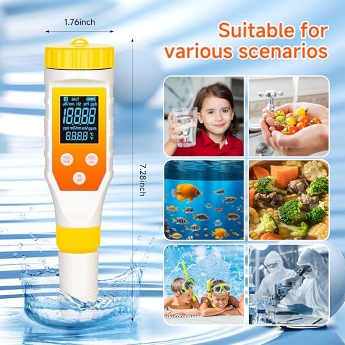 Hydrogen Water Tester, PH Meter 7 in 1 H2/TDS/EC/ORP/Salt/Temp - Image 7