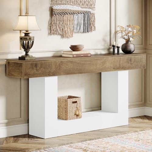 Tribesigns 63" Console Table, Farmhouse 2-Tier Entryway Table by Tribesigns