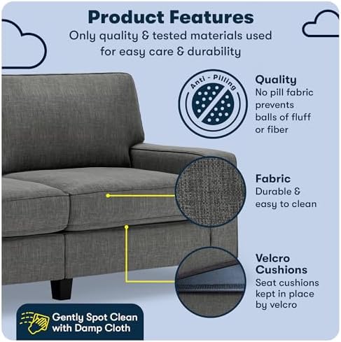 Serta Palisades 73" Track Arm Sofa, Easy Care Polyester, Soft Pillow Back - Image 3