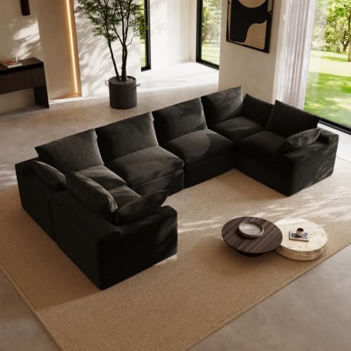 Novilla 133.8" Modular Cloud Couch, Modern Sectional Sofa by Novilla