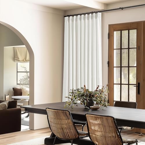 TWODRAPES Beige White Pinch Pleated Linen 102 Inch Curtains 60 Inch Width - Image 6