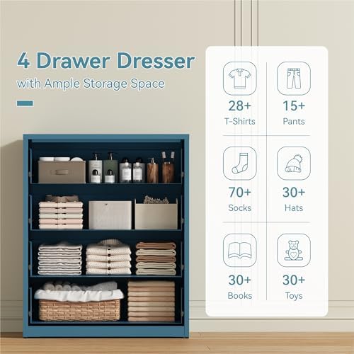 YAUWOH 4 Drawer Metal Dresser, Heavy Duty Steel Storage Dresser - Image 4