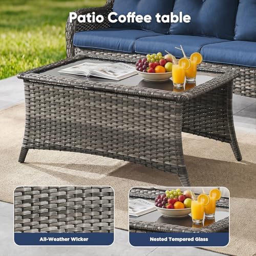 Belord 13 Piece Wicker Patio Furniture Set, Outdoor Swivel Rocker Chairs Set of - Image 6