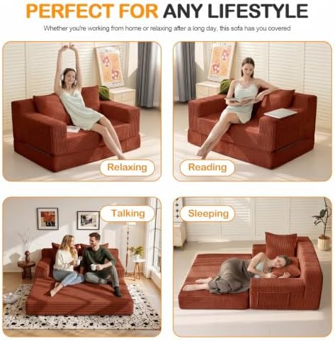 Erament Convertible Sofa Bed, Loveseat Folding Floor Futon Sleeper Sofa Couch - Image 6