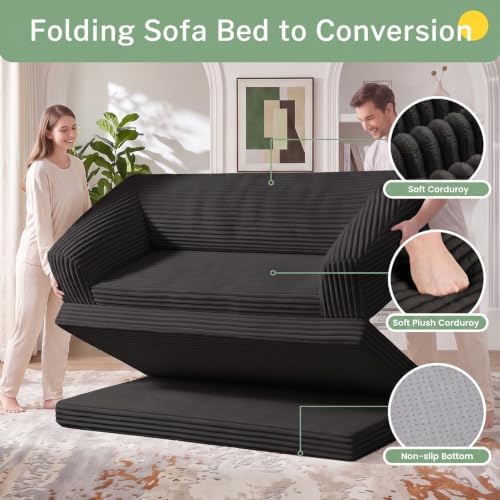Convertible Sofa Bed, 3 Seat Boneless Couch Bed - Image 4