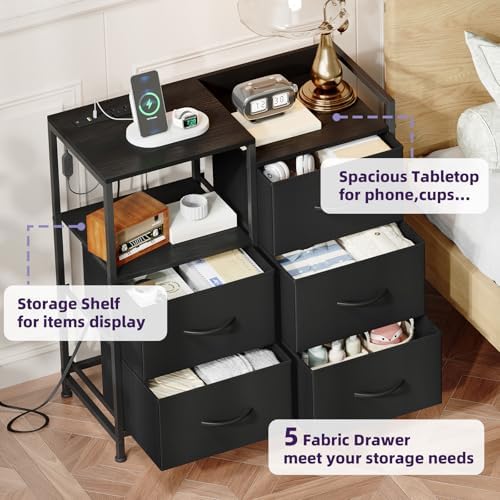 Somdot Wide Bedroom Nightstand - Image 6