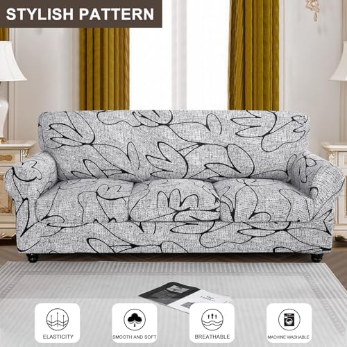 SearchI Stretch Sofa Cover Printed Couch Cover, Floral Pattern 4 Pieces Sofa - Image 2