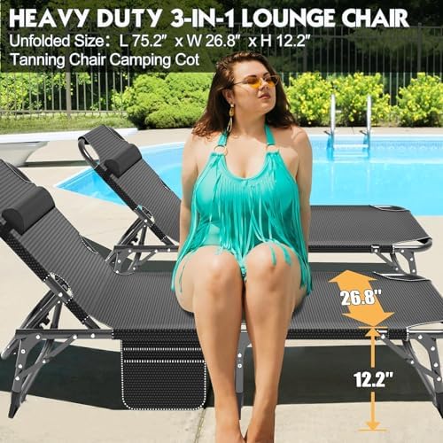 MOPHOTO 5-Position Folding Chaise Lounge Chair - Image 3
