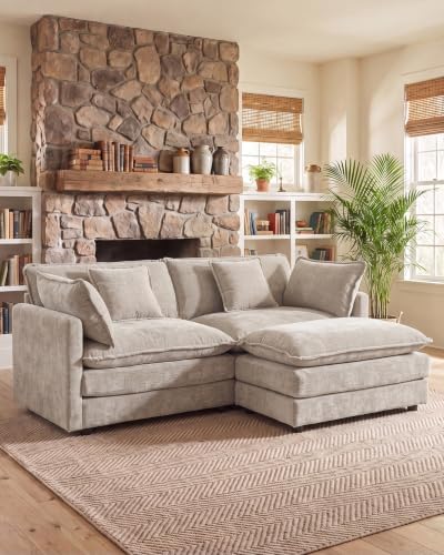 Loveseat Sofa Cloud Sofa Couch, 2 Seat Deep Seat L Shaped Couch by VEPXXP