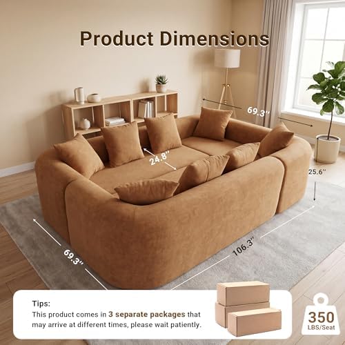 Claiks 106" Cloud Boneless Couch, Modular Sofa Bed - Image 2