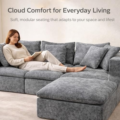 108'' Oversized Modular Sectional Sofa, Deep-Seat Cloud Couch - Image 3