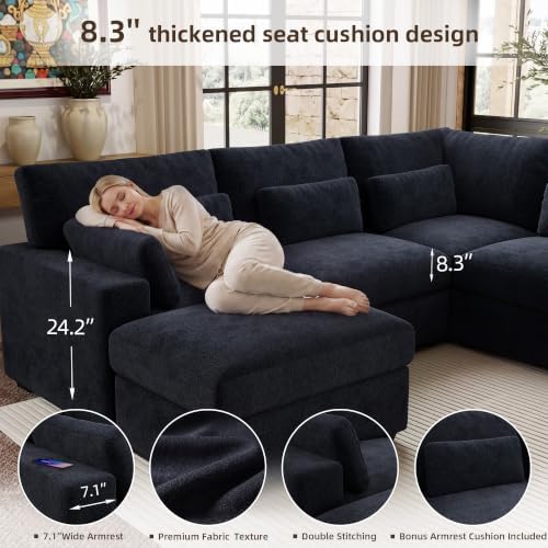 WorthFurni 142.1'' Modular Sectional Sofa, L Shaped Oversized Extra Deep Couches - Image 5