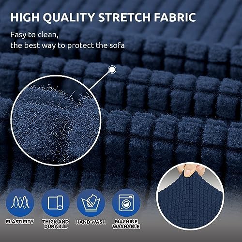 KEKUOU Stretch Couch Covers for Sofa, 3 Cushion Couch Slipcover - Image 5