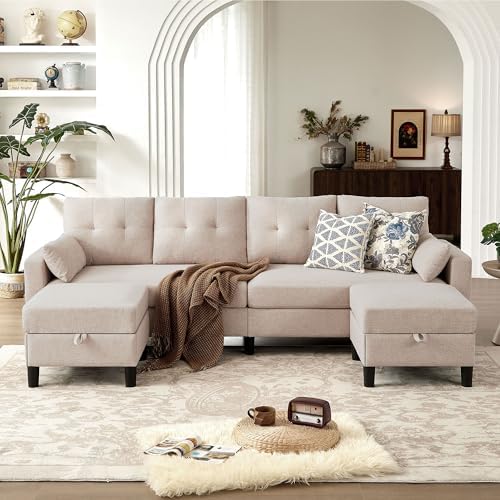 101" Sectional Sofa with Ottoman, Convertible U Shaped Couch with Storage Chaise - Image 5