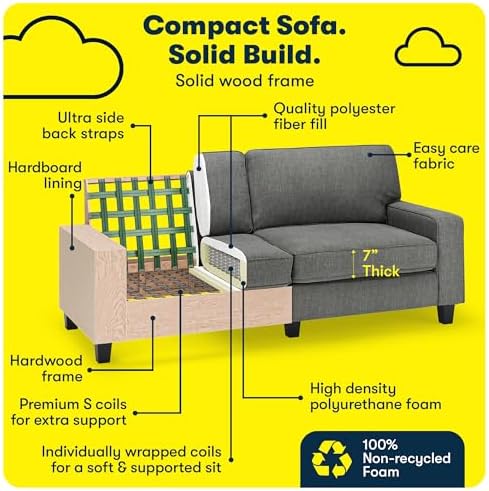 Serta Palisades 78" Track Arm Sofa, Easy Care Polyester, Soft Pillow Back - Image 5
