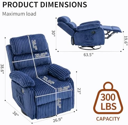 Premium Velvet 360° Swivel Recliner - Image 2