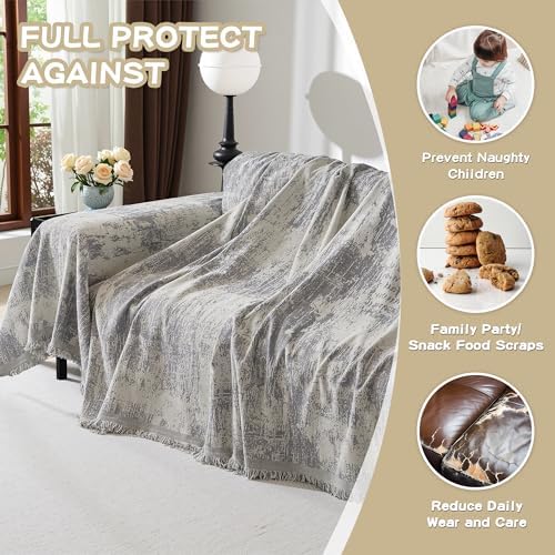 MEETSKY Small Boho Couch Cover Sofa Covers Washable, Chenille Soft Throws Cover - Image 4