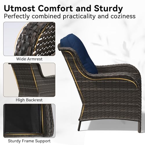 Patio Chairs Set of 2, Outdoor Wicker Patio Furniture Set - Image 3