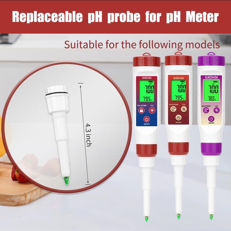 Food pH Meter Replacement Probe 2 in 1 pH Temperature Tester Spear Tip pH - Image 2