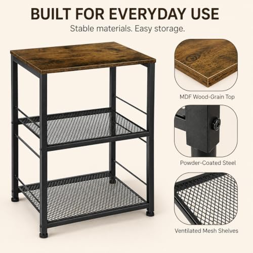 OYEAL Small Nightstand Industrial Square End Table - Image 4