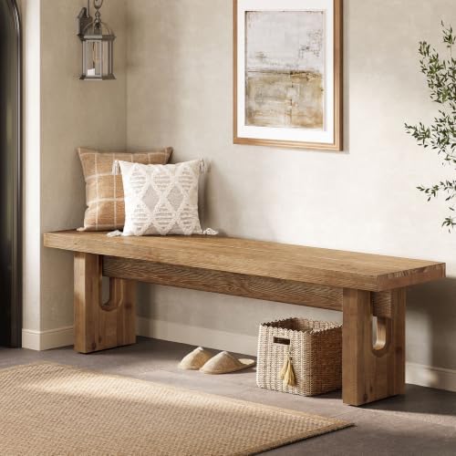 63" Solid Wood Bench, Extra Long Farmhouse Dining Bench by TribewoodbyTribesigns
