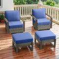 4 Pieces Outdoor Wicker Swivel Rocker Chairs by Rilyson