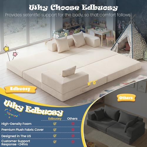 Modular Kids Play Couch, Convertible Toddler Sectional Sofa, Soft Cloud - Image 6