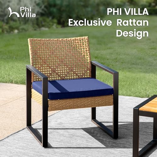 PHI VILLA 4 Piece Yellow Wicker Patio Furniture Set - Image 4