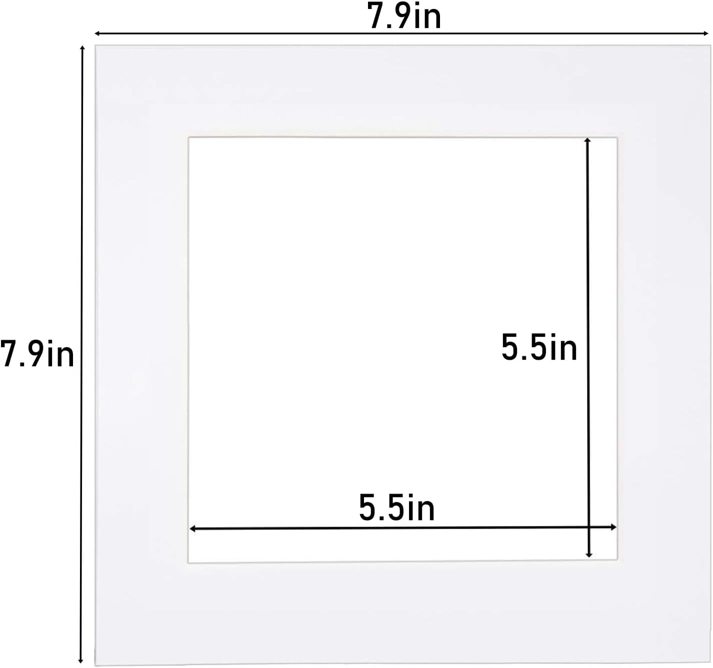 Egofine 8x8 White Picture Mats, Frame Mattes for 6x6 Pictures, Acid Free, 1.2mm Thickness, with Core Bevel Cut - Pack of 14