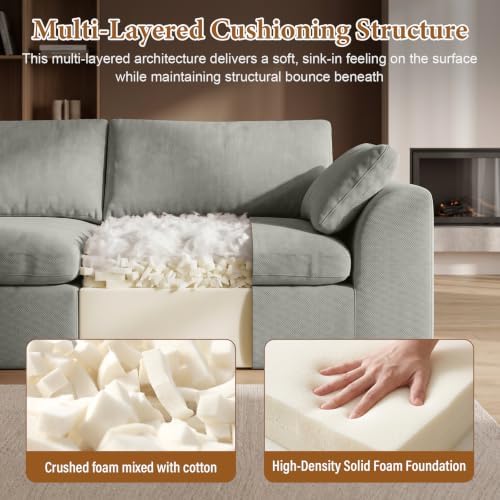 Cloud Boneless Loveseat Sofa, Modern Chenille Cloud Couch, Convertible Deep - Image 4