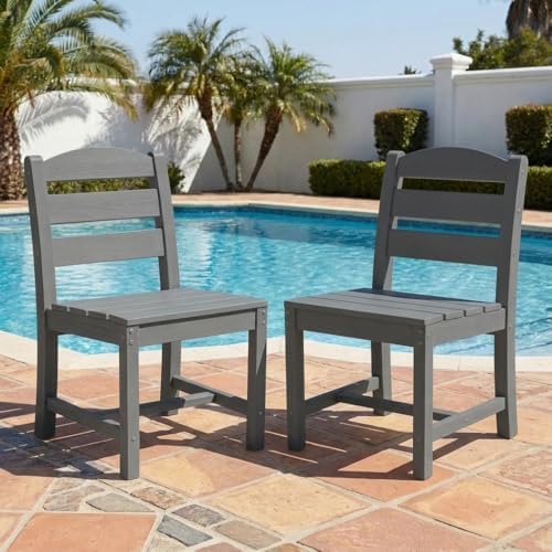 SERWALL Outdoor HDPE Armless Dining Chairs Set of 2, All-Weather Use by SERWALL