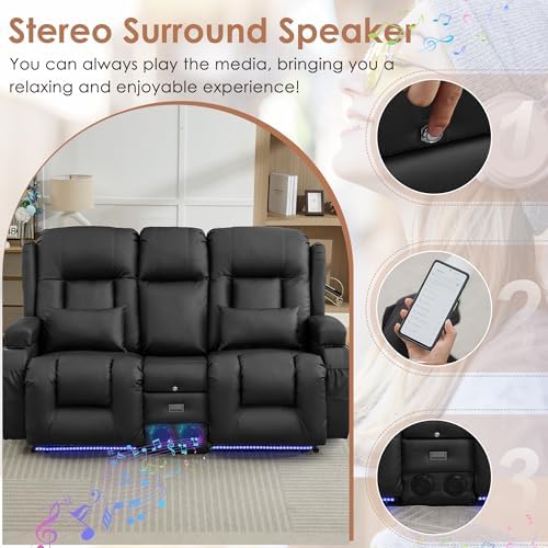 TUNYI Wall Hugger Loveseat Recliner Sofa - Image 7