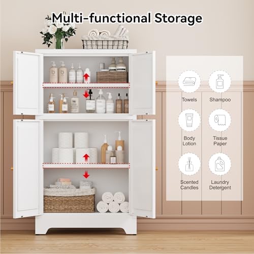 Metal Bathroom Storage Cabinet, Freestanding Storage Cabinets - Image 4