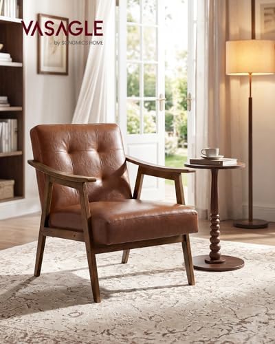 VASAGLE Accent Chair, PU Leather Armchair, Button Tufted, Thick Cushion - Image 3
