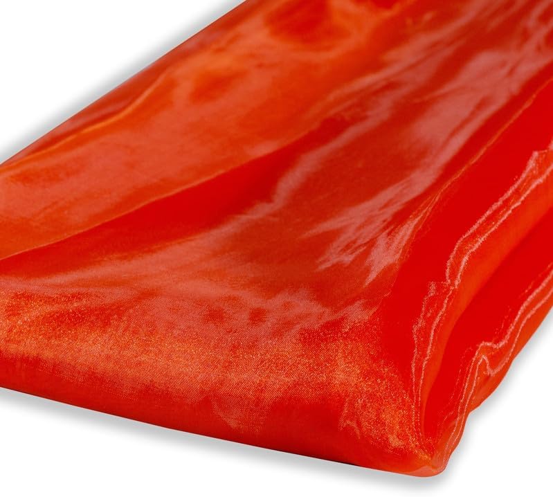 Fynite Orange Organza Fabric by The Yard | 20 Yard Long | 44" Wide | Bridal Soft Sheer Organza Tulle for DIY Wedding Dress Fashion Craft Decorations