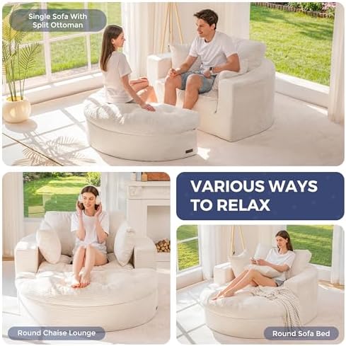 MAXYOYO Oversized Round Chaise Lounge Sofa, Boneless Chair - Image 3