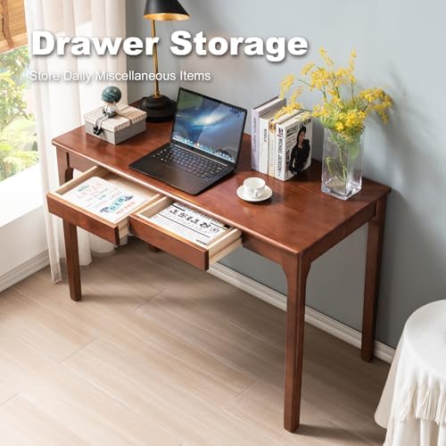 Solid Wood Desk with Drawers, Small Computer Desk - Image 5