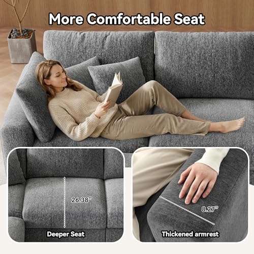 WorthFurni 140” Oversized Cloud Sectional Couches - Image 6
