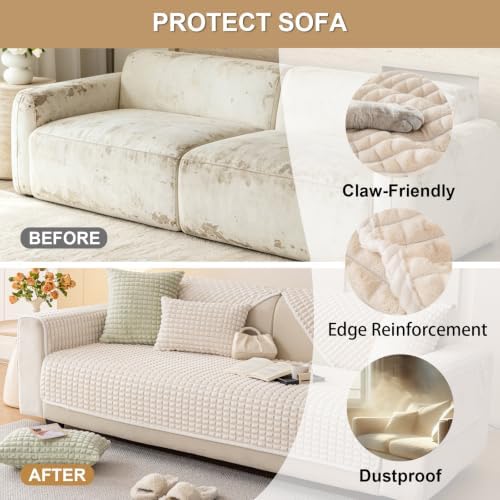 Soft Velvet Fuzzy Couch Covers Washable - Image 3