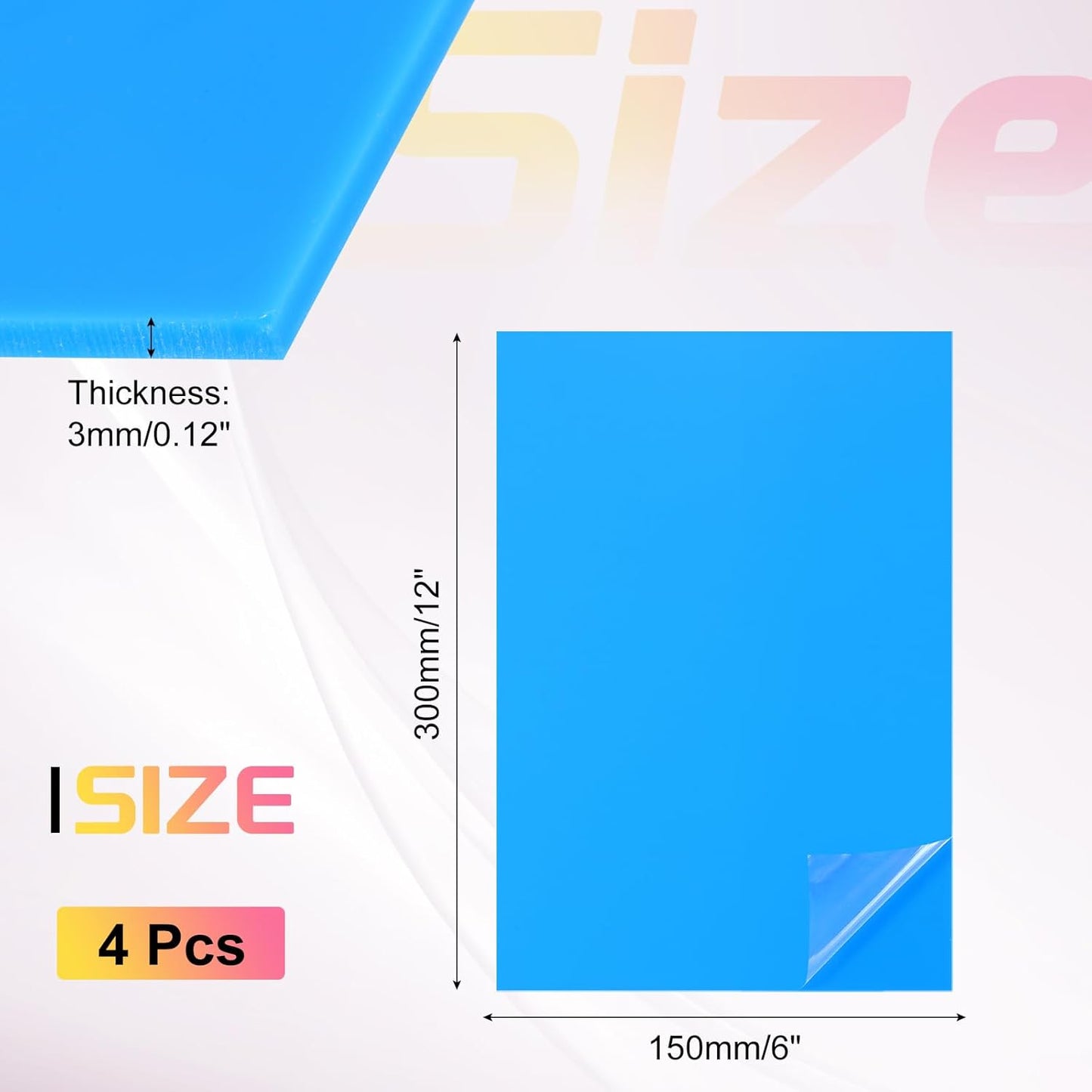 uxcell 4Pcs Acrylic Sheets 12x6 Inch Acrylic Panel 1/8 Inch-3mm Plastic Board for Picture Frames Sign Holders DIY Display Projects Craft, Blue