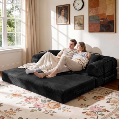79" Memory Foam Sofa Bed, Convertible Futon Boneless Couch - Image 2