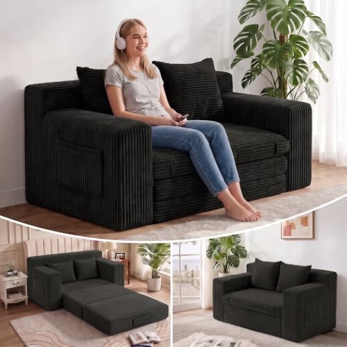 54” Boneless Couch Sofa Bed, Loveseat Cloud Couch, Sleeper Sofa by ZIYDILY