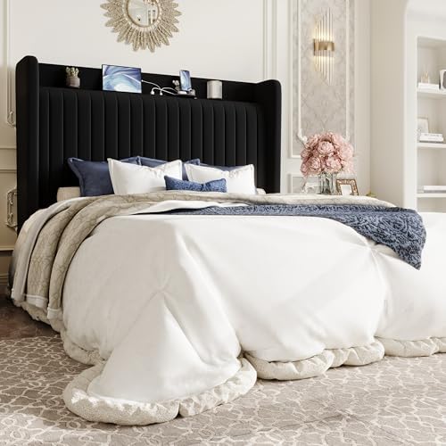 SHA CERLIN Queen Size Velvet Bed Frame by SHACERLIN