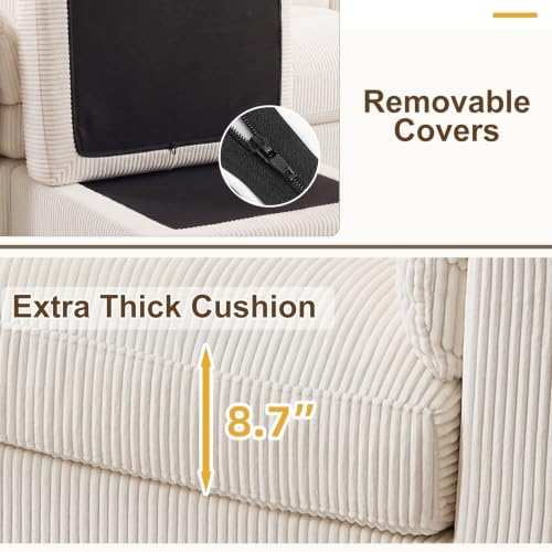 HAOMARKETS 90" Wide Modular Sectional Corner Sofa Couch, Oversized Corduroy L - Image 6