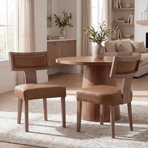 VESCASA Mid Century Modern Dining Chairs Set of 2, Upholstered Leather Dining by VESCASA