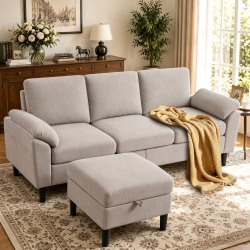 80" L Shaped Couch with Storage, Small Sectional Couches by Portaforta